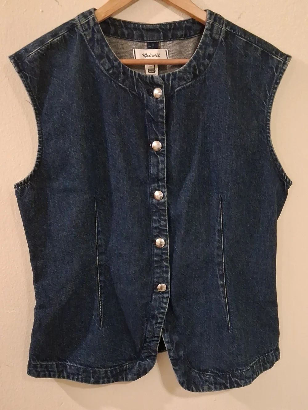 Madewell Dark Blue Sleeveless Denim Button Vest - Picture 1 of 4